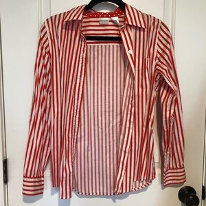 retro red and white strip shirt vintage